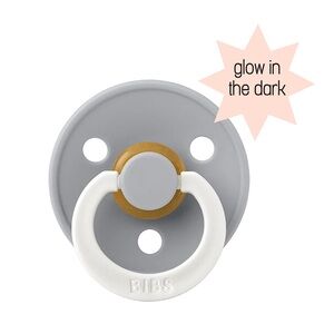 3/$15 🌸 Bibs Colour Glow in the Dark Pacifier Cloud Blue Round Latex Nipple